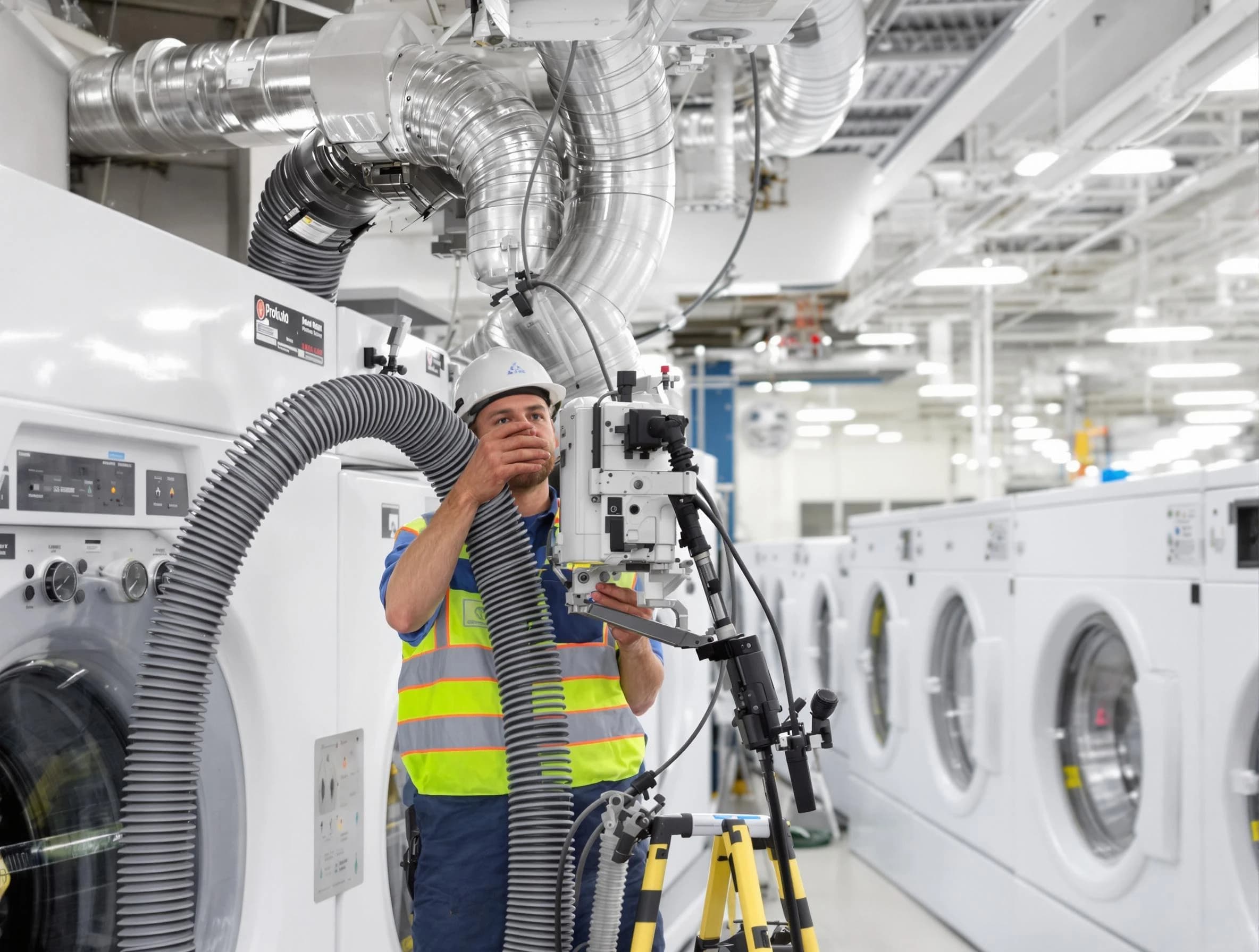 West Bountiful Dryer Vent Cleaning team performing commercial-grade dryer vent cleaning at a business facility in West Bountiful