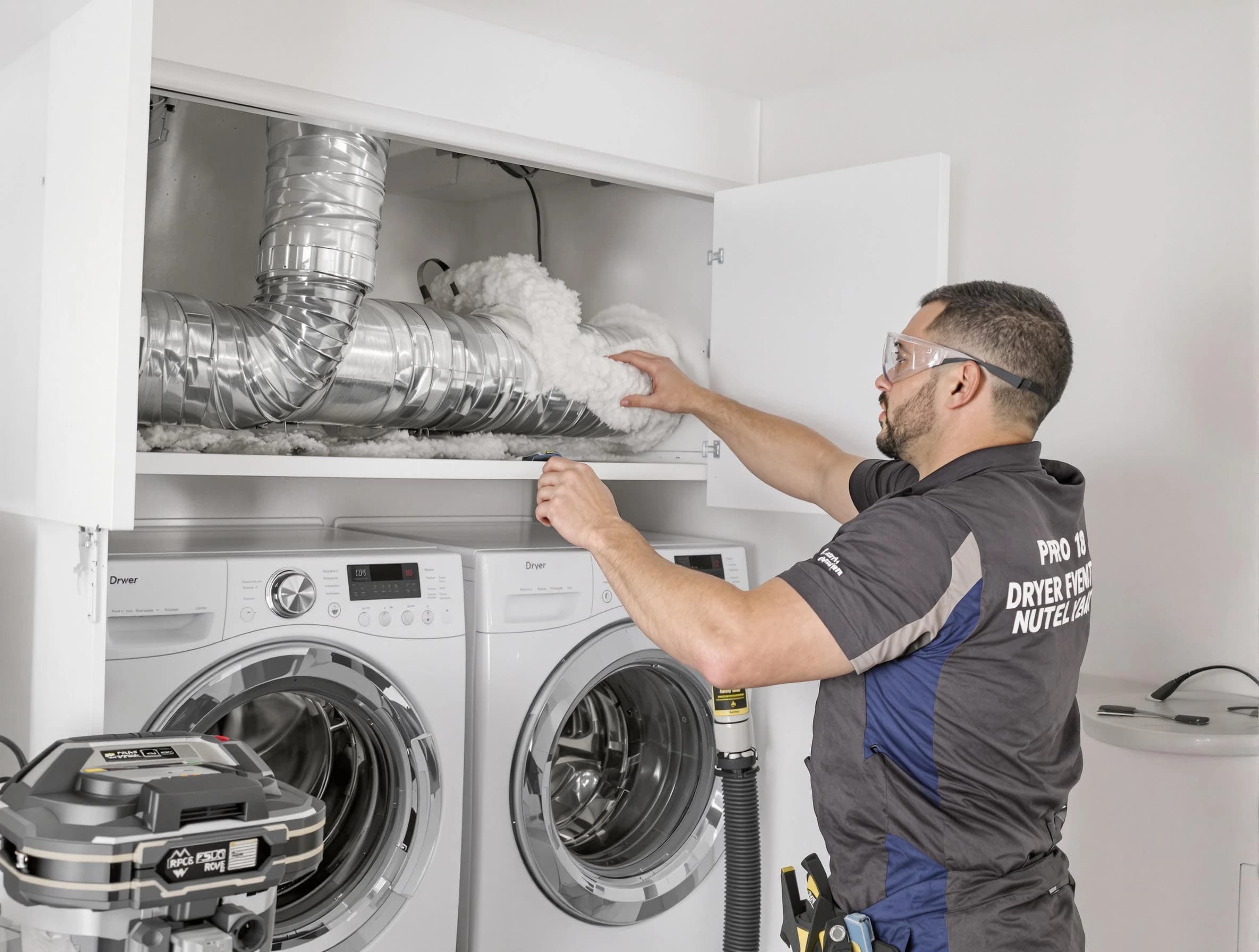 West Bountiful Dryer Vent Cleaning certified technician performing specialized gas dryer vent cleaning in West Bountiful