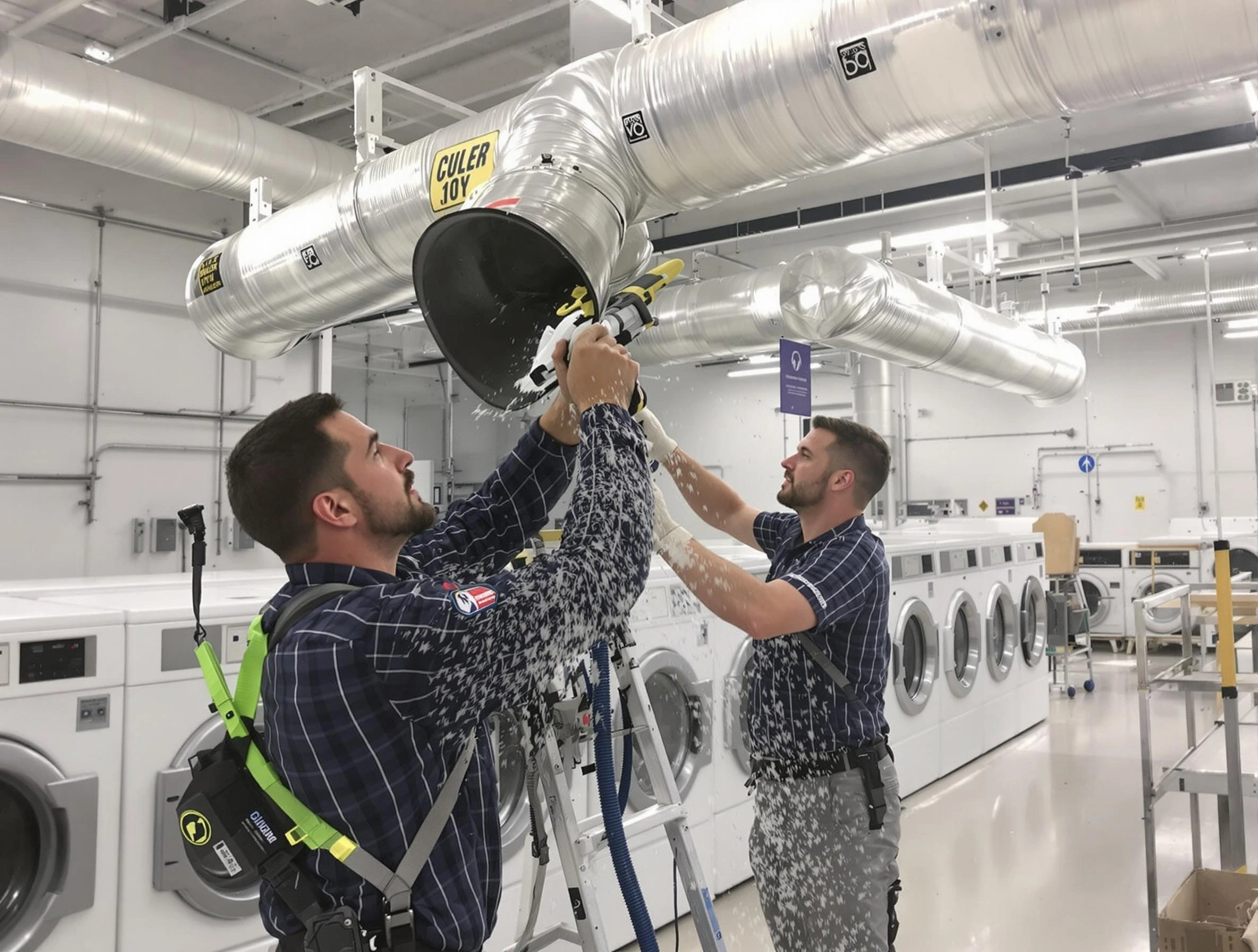 West Bountiful Dryer Vent Cleaning team performing large-scale commercial dryer vent cleaning in West Bountiful